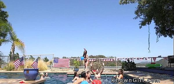  Girlfriend finished pool party and fucked